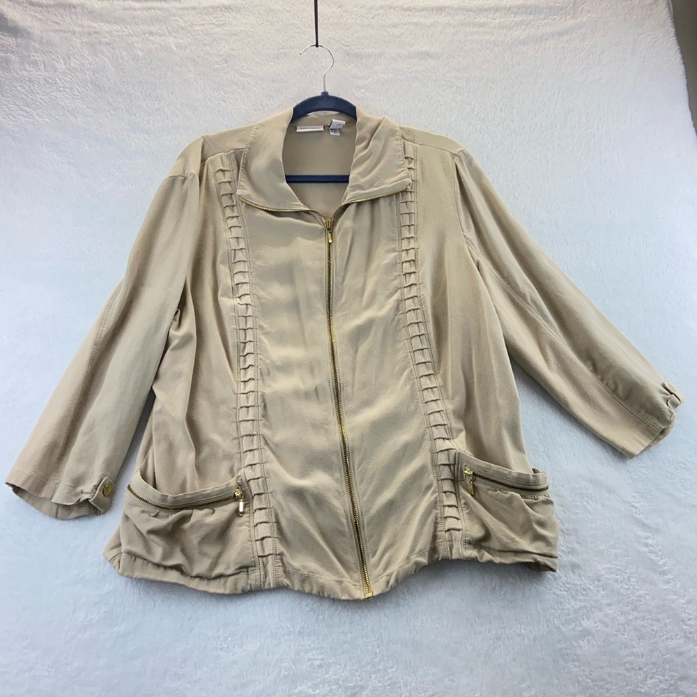 Chico's Zenergy tan Woven Collection Nina Jacket, sz 3 (XL/16)
